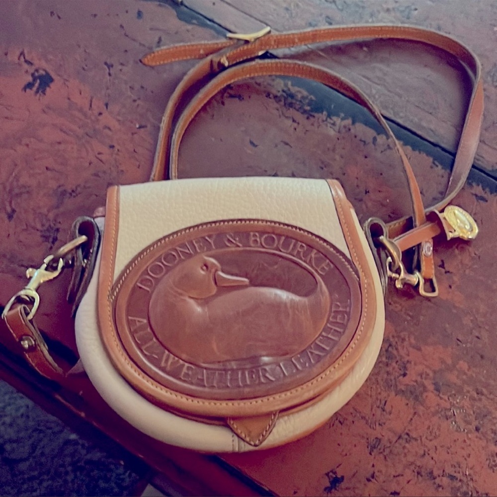 Dooney & Bourke Tan and Cream Leather Crossbody Bag